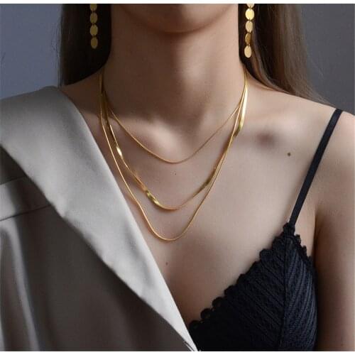 316L Stainless Steel Multi-layered Titanium Steel Necklace Temperament Snake Bone Three-layer Necklace No Fade