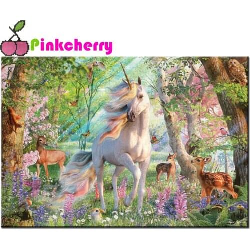 Full Square Round Diamond Painting Forest Horses Deer Diamond Embroidery Cross Stitch Kit Mosaic Picture of Rhinestone k1232