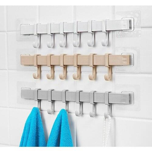 Storage Hook Holder 6 Hooks Wall Door Holder Hanger Rack For Bathroom Organize
