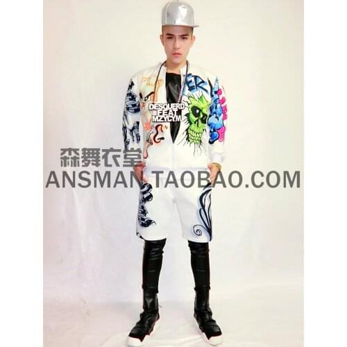 New Fashion Nightclub singer dancer dj ds costumes Gd styles Colorful graffiti baseball uniforms costume set