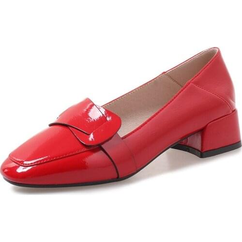 Leisure school wind 2019 new low heel side with 33-43 square shallow mouth single shoes