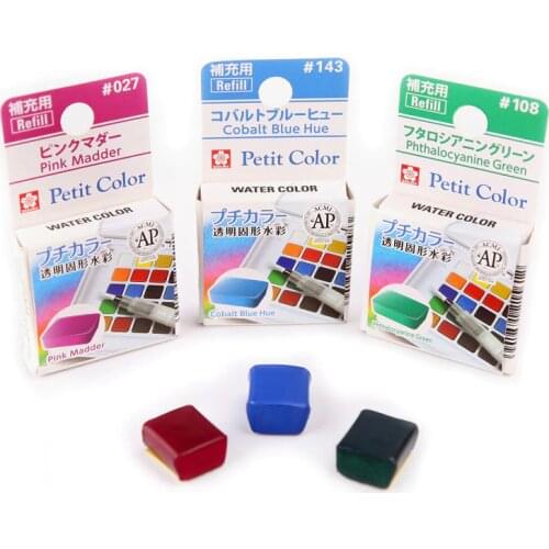 Sakura Solid Watercolor Paints Petit Color Half Pan 48 Colors Japan