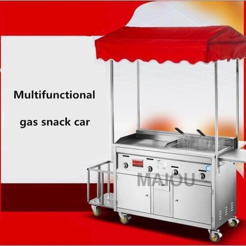 Hand Cake Machine Gas Griddle Fryer Machine Multi-Function Cart Commercial Snack Cart Stall