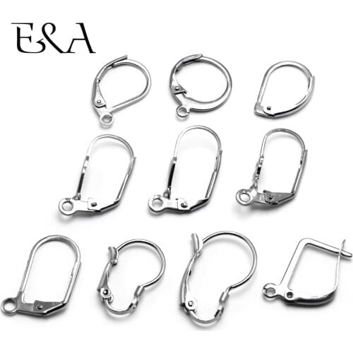 20pcs/lot Stainless Steel Lever Back Earrings French Hooks Silver Tone for DIY Jewelry Earring Making Accessories Supplies