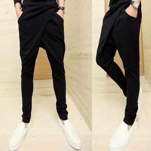 Autumn winter men hip hop punk harem pants nightclub DJ singer stage baggy pants men gothic slim elastic joggers streetwear