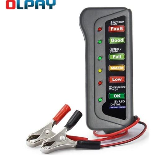 Car Battery Tester Mini 12V Digital Alternator Tester 6 LED Lights Display Car Diagnostic Tool Auto Battery Tester Car tools