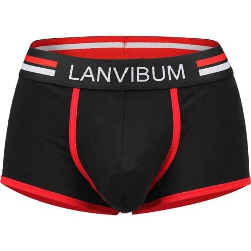LANVIBUM briefs underwear New mens underwear sports boxer shorts cotton waist size sexy trendy men sexy Korean boxers