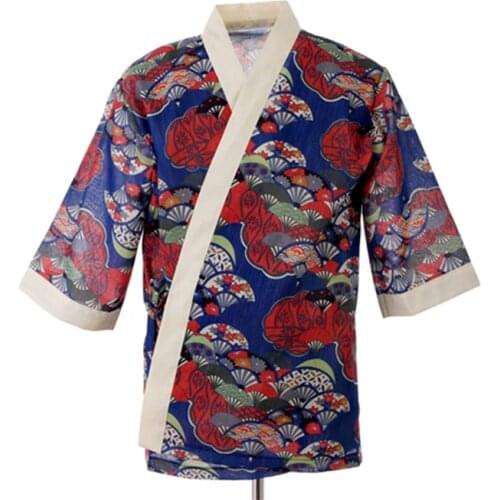 Japanese Chef uniform Cuisine Sushi Restaurant Chef Jackets Half sleeve Kimono Workwear costume chef Kitchen Jacket Overalls Top
