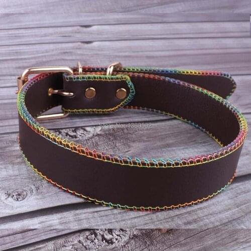 Top Quality Leather Pet Dog Collar Comfortable Adjustable Strap Dog Collars Pet leash Accessories