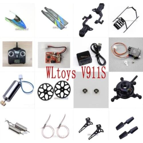 WLtoys V911S RC Helicopter spare parts propellers blade motor landing gear servo Receiver charger remote Controller tail shell