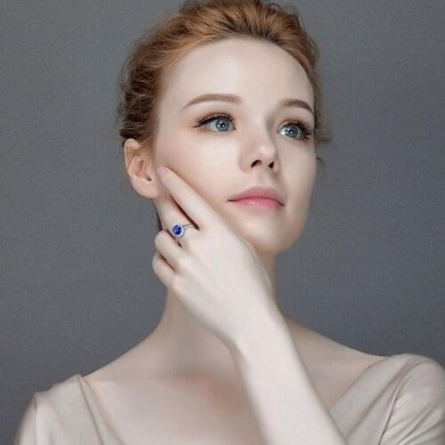 925 Silver New Fashion Temperament Oval Artificial Gemstone Adjustable Ring Color Treasure Finger Ring Women Jewelry Wholesale