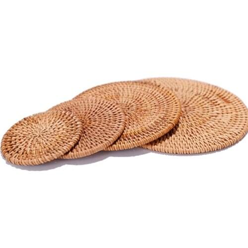 1Pc Creative Drink Coasters Set For Kungfu Tea Accessories Round Tableware Placemat Dish Mat Rattan Weave Cup Mat Pad