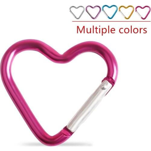 10pcs Aluminum Alloy Carabiner Keychain Outdoor Camping Climbing Heart Shape Clip Lock Buckle Hooks Sport Fishing Buckle Tools