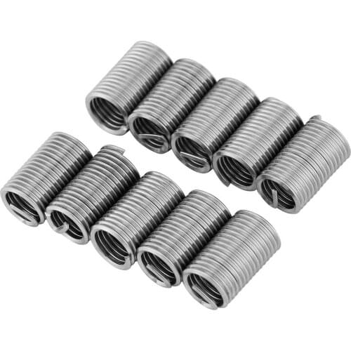 10Pcs Stainless Steel Wire Thread Insert Helical Screw Wire Sleeve Inserts Helicoil Thread Repair Insert Kit Fastener M8x1.25x3D