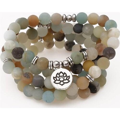 108 beads 8mm elastic adjustable Lotus life tree Buddha OM eye Chakra Reiki agate Onyx Yoga Bracelet necklace ujg4