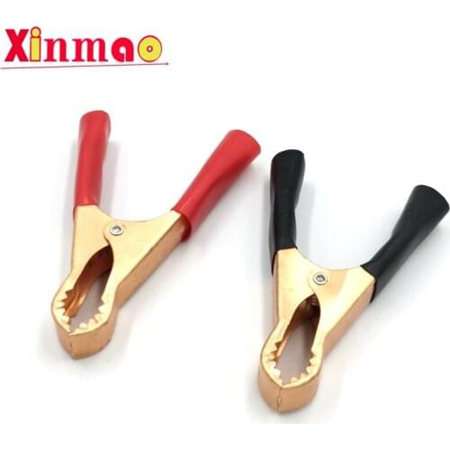 2Pcs 50A Red + Black 80mm Crocodile Car Caravan Van Battery Test Lead Clips Best Promotion Alligator Clips Connector Plug Power