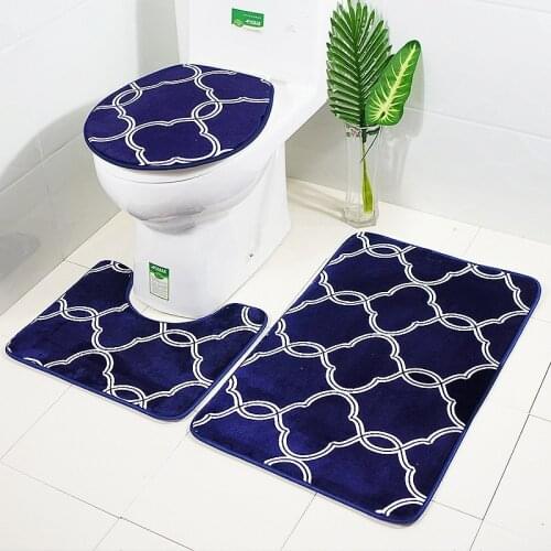 3Pcs Bath Mat Set Anti-slip Bathroom Mats Carpet For Bathroom Toilet Rugs Washable Toilet Foot Mat Bathroom Carpet Shower Mats