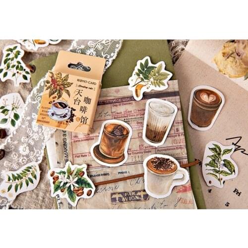 46pcs/pack Rooftop Cafe Boxed Stickers Scrapbooking Diary Stationery Decorative Vintage Children Stickers