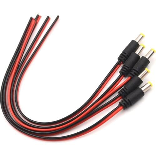 5pcs 5.5*2.1mm Male Plug DC Power Cable Jack For Security Camera LED Power Plug
