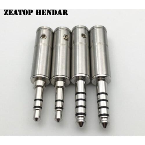 5Pcs Copper Non-Magnetic Rhodium Plated 3.5mm / 4.4mm Audio Jack 3.5 3Pole / 4.4 5Pole Plug for DIY Soldering Wire Connector