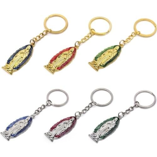 6 Colors Goddess Metal Keychain Religion Religious Key Ring Jewelry Bag Car Pendant Keyfob Church Souvenirs Gift