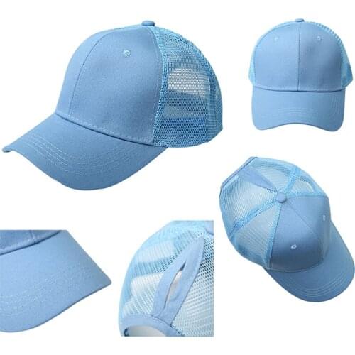 Horsetail Baseball Cap For Girl Summer Mesh Horsetail Cap 2019 New Fashion Solid Color Mesh Baseball cap Casquette Streetwear