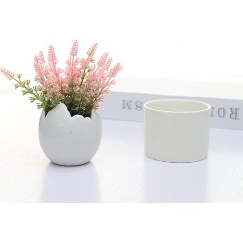 Flower Pots White Mini Ceramic Flower Planter Pot Simple Eggshell Shaped FlowerPots CLH@8