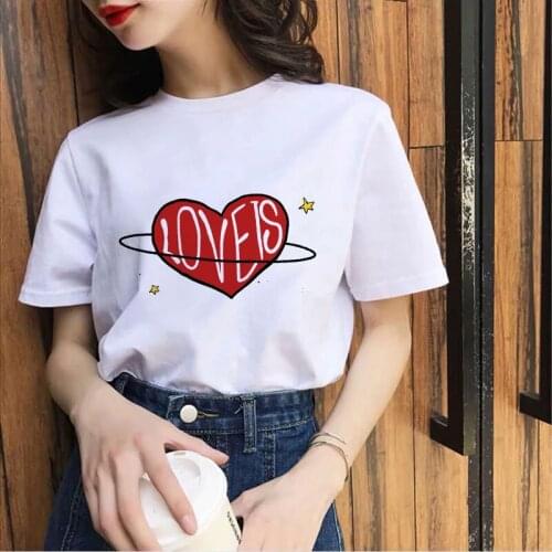 Heart-shaped LOVEIS Print Tshirt 2021 New hot lady t shirt Harajuku Short Sleeve O-neck Summer t-shirt women Hipster T shirt
