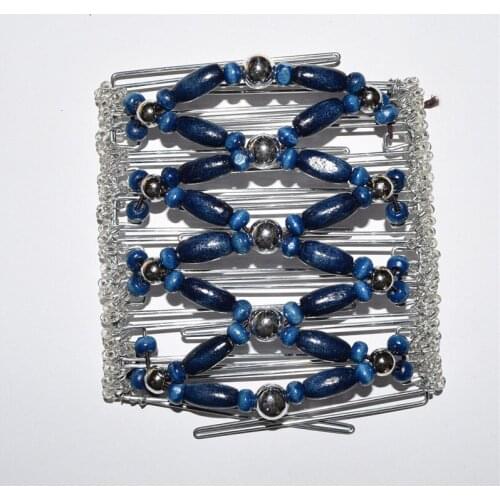 Blue wooden beads metal comb girls women lady wedding pary best gift magic comb 10 pcs /lot