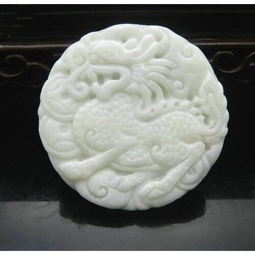 Chinese Natural Kirin White Jade Pendant Necklace Hand-carved Charm Jadeite Jewelry Fashion Amulet Gifts for Men Women