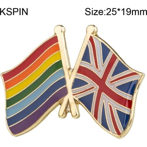 Rainbow UK Friendship Flag Pins Country Flag Badge Flag Brooch National Flag Lapel Pin International Travel Pins Collections