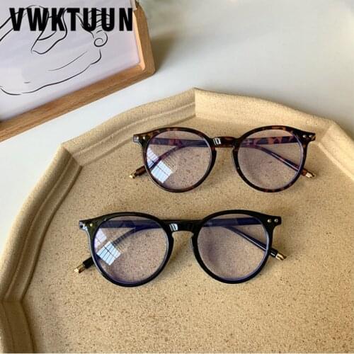 VWKTUUN Trendy Glasses Frame for Women Men Vintage Blue Light Blocking Computer Glasses Mens Spectacle Round Optical Eyewear