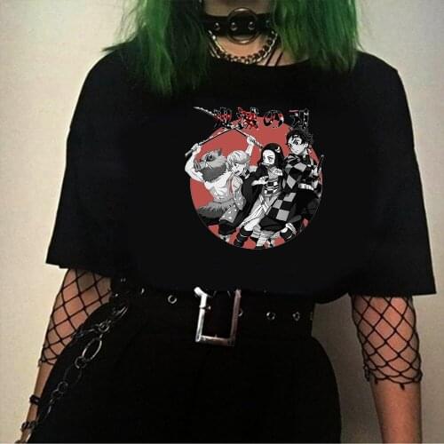 2021 Hot Anime Demon slayer Fashion Hip pop Harajuku Summer Short-sleeve Male T-shirt