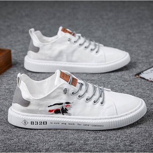 Mens Shoes Summer New Breathable Pu Stitching White Shoes Men 2021 Canvas Shoes Mens All-match Casual Board Shoes