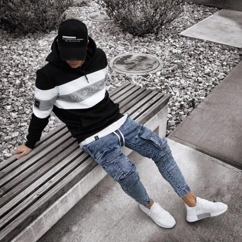 2021 Four Seasons New Trend Mens Stretch-Fit Jeans Business Casual Classic Style Fashion Denim Trousers Male Black Blue Pants