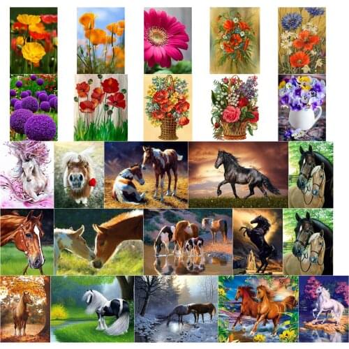 R35437 Horse Snow Tree cross stitch kit people 18ct 14ct 11ct count print canvas stitches embroidery DIY handmade needlework
