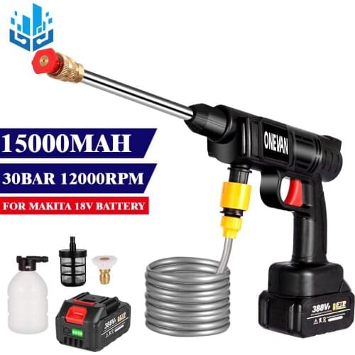 Newest 30BAR Wireless Car Washer High Pressure Car Wash Water Gun Portable High Pressure Washer Foam for Makita 18V Battery