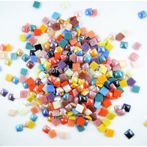 New 10mm Mixed Colors Square flatback glass beads Shiny Ceramic Cabochon Flat back Gems Crafts Scrapbook Nail Art Sticker