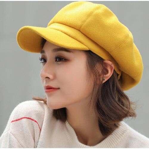 Auutmn Winter Hats for Women Solid Plain Octagonal Newsboy Cap Men Ladies Casual Wool Hat Winter Beret Women Painter Cap