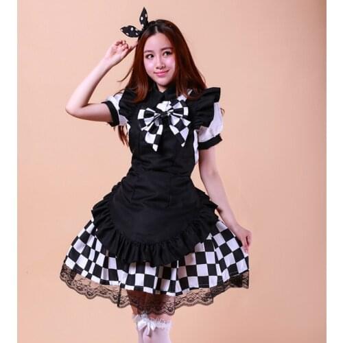 Shanghai Story black and white Coffee hall attendant Japanese animation Cosplay clothing cos women girl maid lolita dress