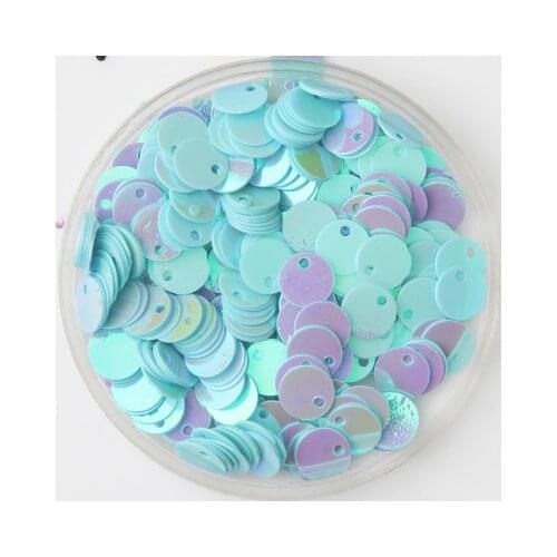 50g (4000pcs) 6mm Light Blue AB Flat Round Sequins For Craft PVC DIY Garment Sewing Wedding Accessories With 1 Side Hole