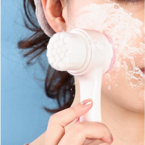 Portable Double Side Silicone Facial Cleanser Wash Brush Blackhead Removal Face Cleaning Massage Face Wash Product GUANYAO