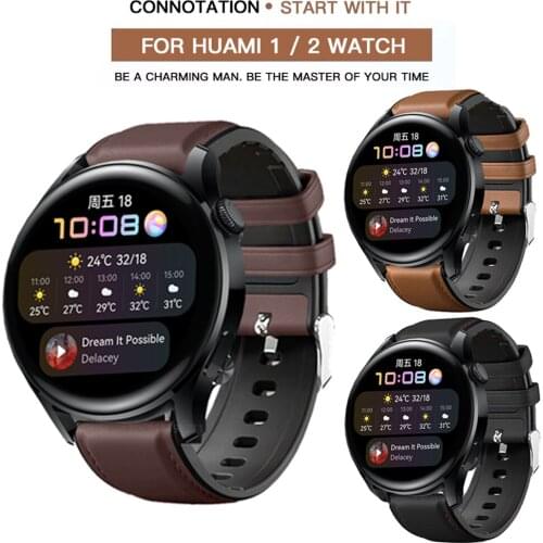 22mm Genuine Silicone Leather Watch Band For Amazfit Stratos 2S 3 Wristband Bracelet For Huawei Watch 3 / Pro Smart Watch Strap