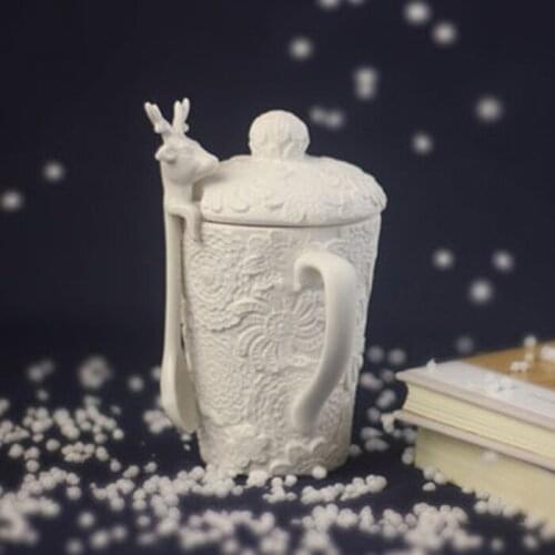 Christmas Mugs Cute Milu Deer Coffee Cup Milk Cups Snow Ceramic Mug Breakfast Cup Creative Gift