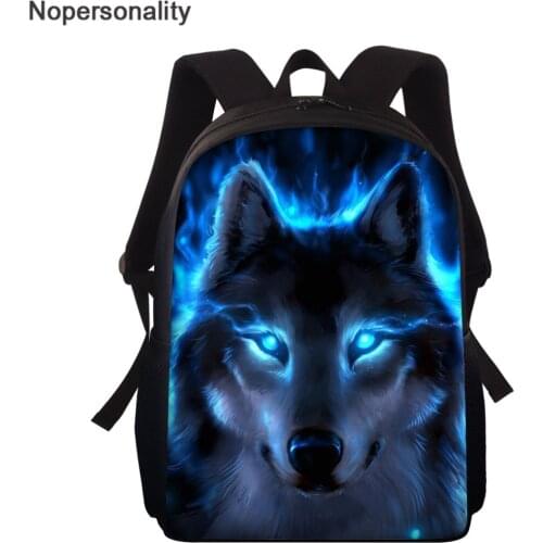 Nopersonality Blue Wolf Printed School Bag Children School Backpack for Boy Girl Kindergarten Student Book Bags Mochila Escolar