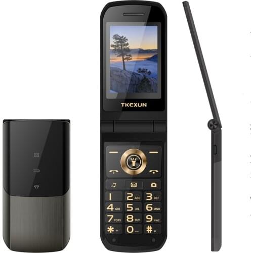 Flip Cellphones TKEXUN NK2720 Slim Clamshell Mobile Phone Dual Sim Metal Torch Handwriting Screen