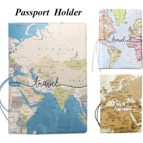 Convenient Portable Passport Case Travel Map Passport Holder Passport Bag Air Ticket Passport Package Protective Clip