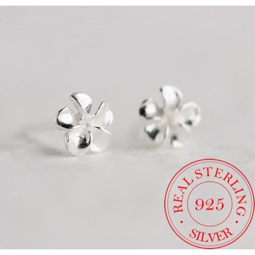 100% 925 Sterling Silver Flower Stud Earrings For Women Prevent Allergy Sterling-silver-jewelry boucle d'oreille A049