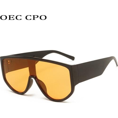 OEC CPO Oversized One Piece Sunglasses Women Fashion Brand Designer Yellow Sun Glasses Female Shades Square Eyewear Oculos De