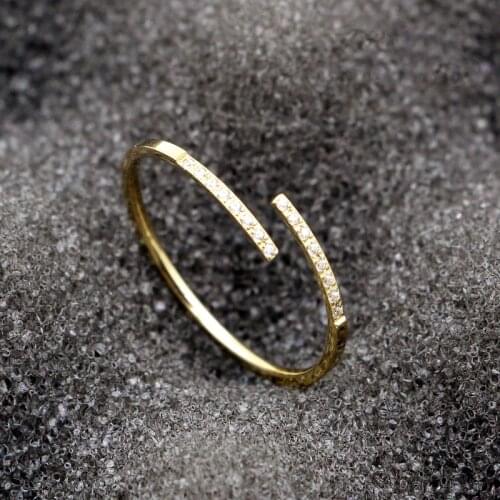 New Design 1mm Wide Openings Inlaid With 16 Zircon Ring For Women Top Quality Titanium Steel Love Brand Jewelry Wedding Ring